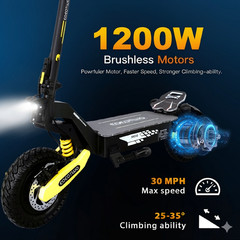 Electric Scooter for Adults 1200W 30MPH Fast All Terrain Off-Road E-Scooter UL