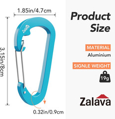 6PCS 3» Carabiner Clip Aluminum Large D-Shape Spring for Keychain, 3 inch Heavy