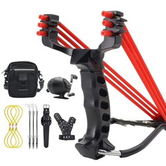 Fishing Reel Slingshot Catapult with Broadheads, Rubber Bands & Carry Bag