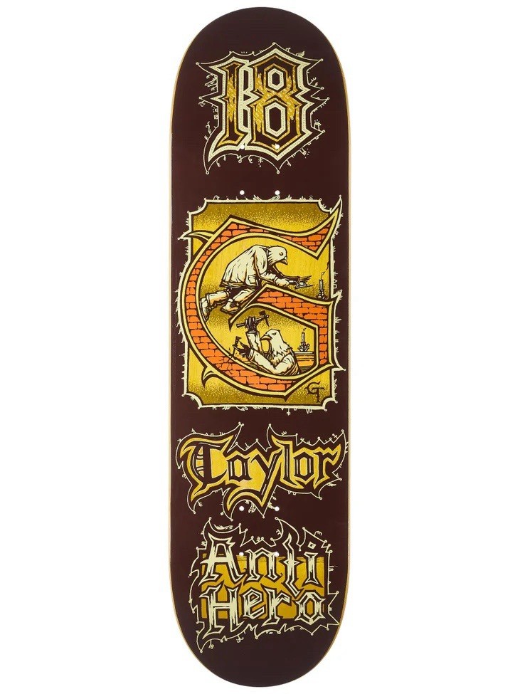 Anti Hero Skateboard Deck Grant Taylor Medieval 8.38″ x 32.25″ with Pepper Grip