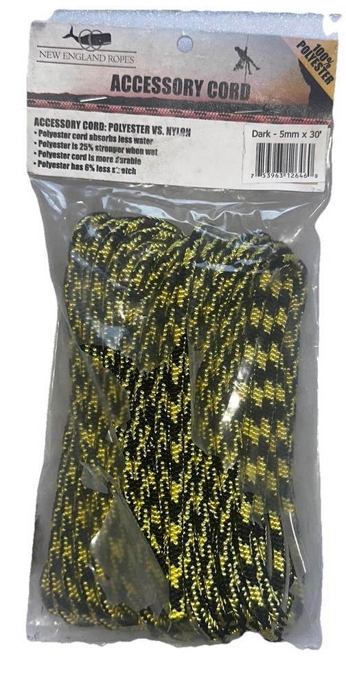 Polyester Accessory Cord 5mm x 30′, Strong, Durable, Climbing Outdoors Camping.