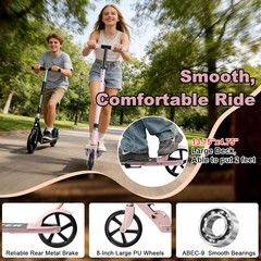8″ Big Wheels Scooter work load 220LBS Foldable Kick Scooter for Kids 6 up Teens