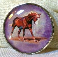 Leather SNAP BRACELET Horse Snap CHESTNUT HORSE Black Purple Sft Whte *BUBBLES*