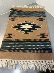 Hand Woven Wool Saddle Blanket Rug Navajo Southwest ~13×20” Decor
