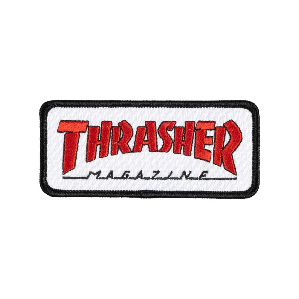 Thrasher Skateboard Magazine Patch Outlined White 4″ x 1.75″