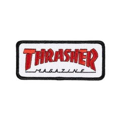 Thrasher Skateboard Magazine Patch Outlined White 4″ x 1.75″