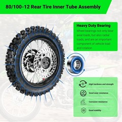 12» Rear Wheel 80/100-12 3.00-12 Tire Inner Tube Assembly For 110cc 125cc SSR