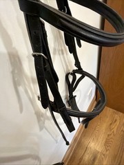 Black Leather Dressage Bridle -Flash- Full