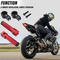 M8 90° Foldable Motorcycle Foot Pegs, CNC Aluminum Alloy & Anti-Skid Red