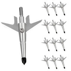 12Pack 100 Grain Archery Broadheads Hunting Arrowhead 2 Blade Spring-Clip Design
