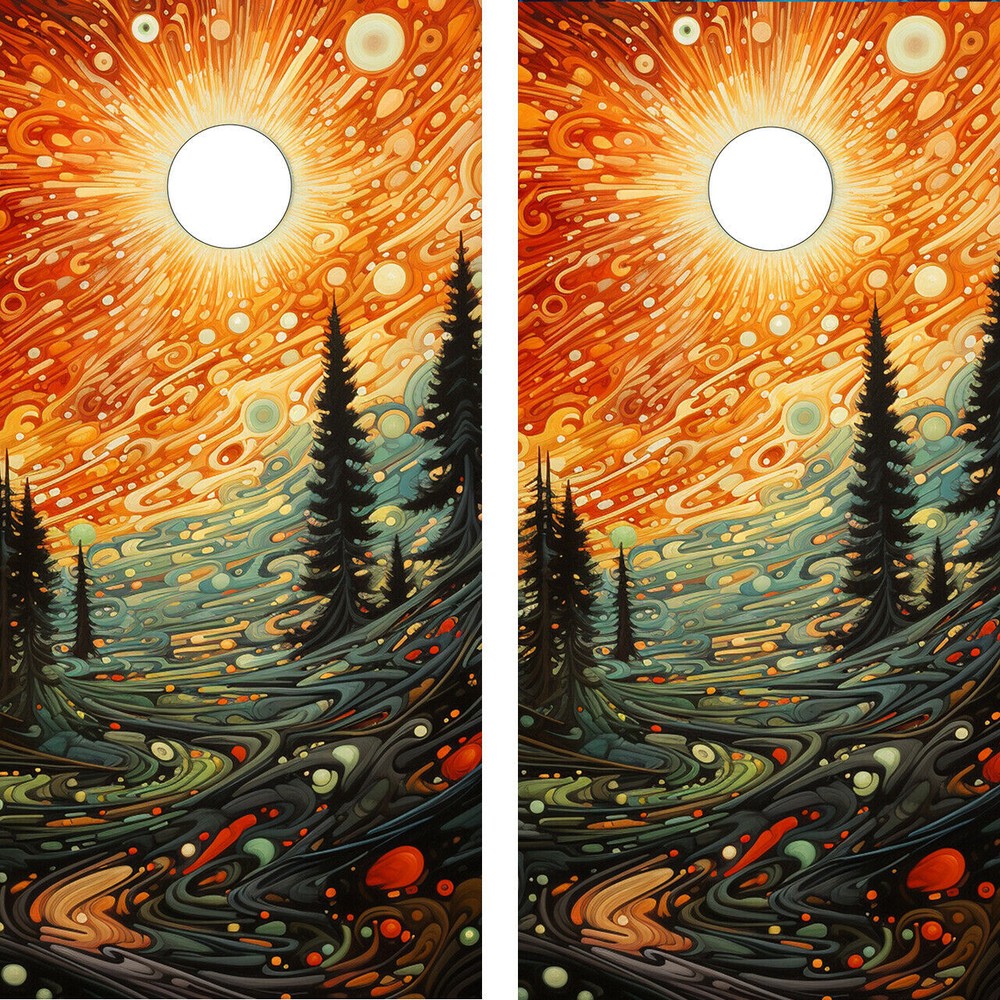 WATERPROOF & FADEPROOF Cornhole Board Wraps / SOLAR LANDSCAPE