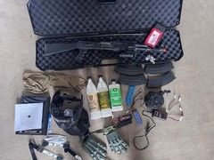HUGE Airsoft Starter Kit! JG 0512MG Tactical AK-47 + Mask, Gloves, BBs, and More