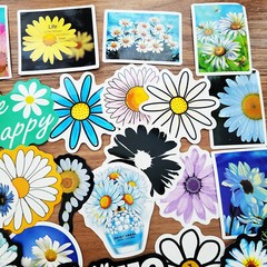 50pcs Waterproof Daisy Flower Stickers For Water Bottle,Hydro Flask,Laptop
