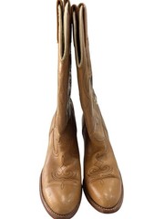 Vintage 70s Dingo Leather Eagle Cowboy Boots Western Cowgirl Boho Tan Size 8