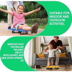 4 Pack Sports Scooter Board with Handles – Plastic Casters for Kids, Indoor/Outd