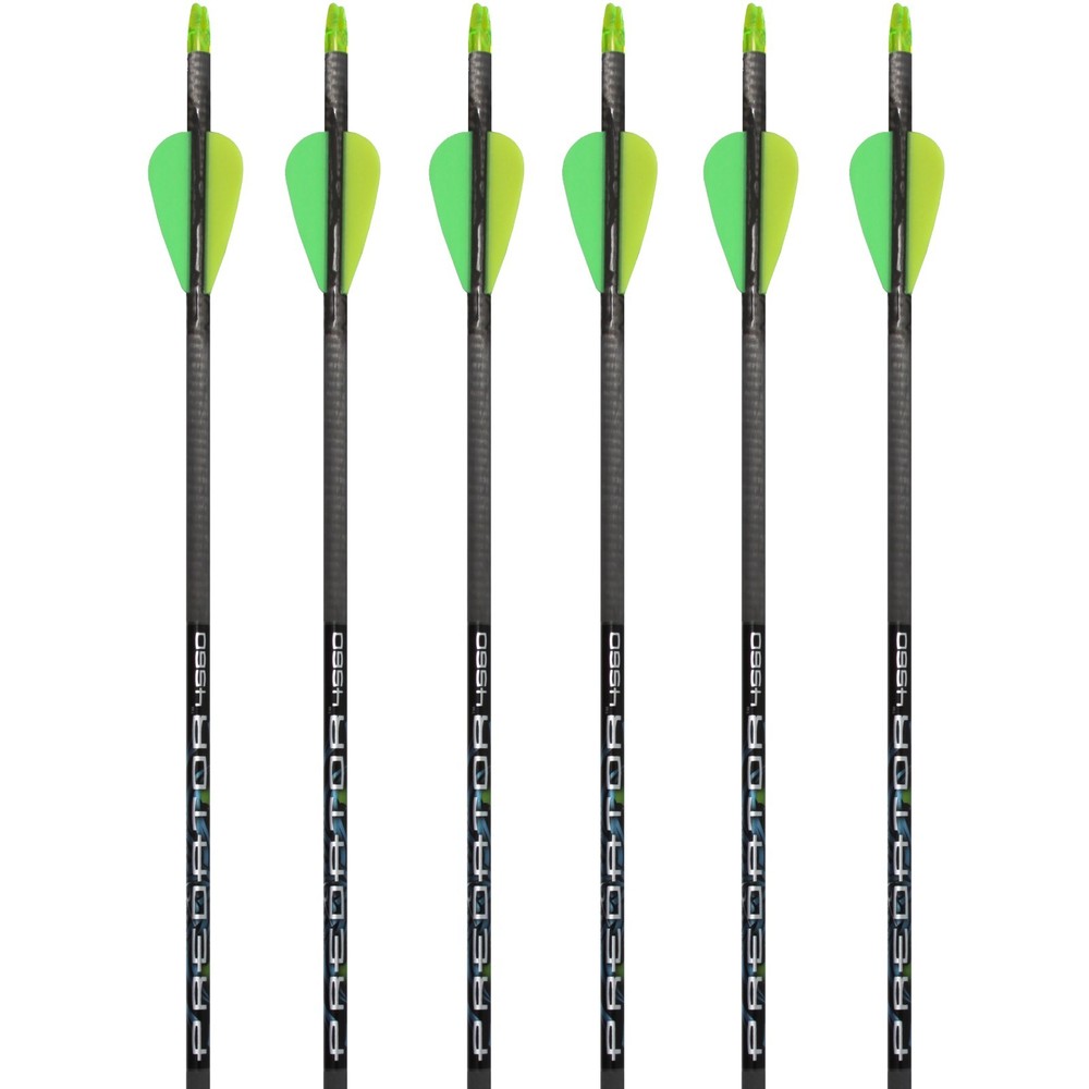 Carbon Express Arrows Predator II 3050 4560 6075 6pk w/2″ Vanes Nocks Inserts