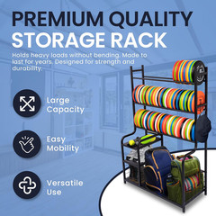 Disc Golf Storage Rack – Holds 140+ Discs & Bag Stand Organizer