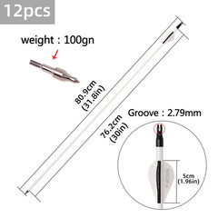 12Pcs 30″ Archery Carbon Arrows White Shaft Spine 500 for Recurve Compound Bow