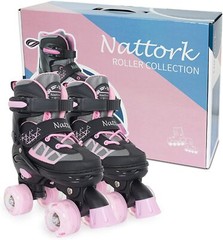 Nattork Roller Skates Adjustable for Kids with All Light up Wheels 3 Sizes
