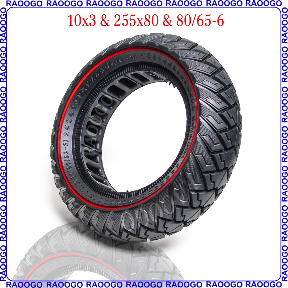 Solid Tire 10×3 or 255×80 fit 80/65-6 10 inch Tire Electric Scooter