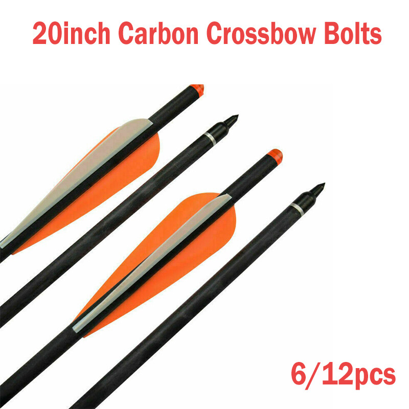 20 inch Archery Crossbow Carbon Arrows Bolts Targeting Hunting Shooting 6/12pcs