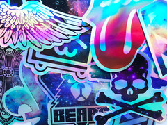 20 Metallic Holographic Shine Reflective Stickers Skateboard Pop Art Decals #CU3