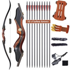 60″ Archery Wooden Takedown Recurve Bow and Arrow Kit for Adult Outdoor Hunting