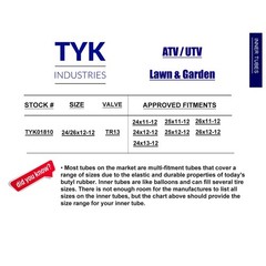 TYK 24×1212, 24×12.0012 ATV Industrial Tire Inner Tube with a TR13 Valve Stem
