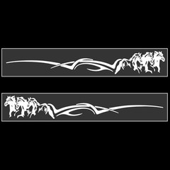 2 Pcs Horse Trailer Decals Stickers 63.5 x 8.5 Inch Self-Adhesive Car White