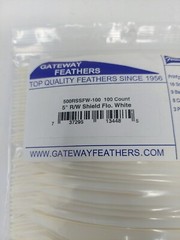 100pk Gateway Feathers 5″ Right Wing: Shield Flo. Florescent White 500RSSFW-100