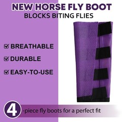 Premium 4-Pack Horse Fly Boots & Leggings Loose-Fit Fine Mesh with Stay-On Fa…