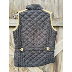 Equine Couture Parisian Vest Womens Large Black Tan Quilted Equestrian Riding L
