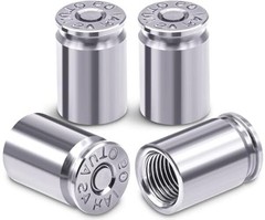 4PCS Bullet Shell Tire Valve Stem Caps, Aluminum Alloy Car 4 pcs Bullet-Silver