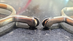 Herm Sprebger Balkenhol 40mm #6 Rowel Rounded Neck Spurs, German Silver & straps