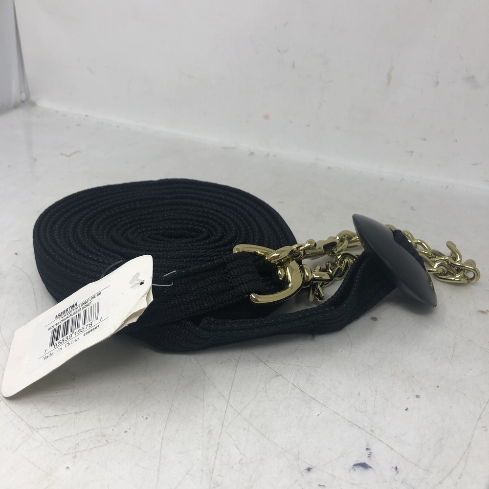 Basic Flat 1″X24′ Cotton Lunge Line-Bk W/20″EB Chain,Rubber Donut