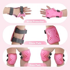 6 in 1 Kids 3-10 Years Knee Elbow Pads Protective Gear Set for Skating Cycling B