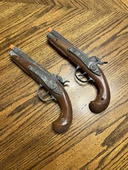 Vintage Pair Of 2 Hubley Flintlock Jr Cap Gun Pistol Bakelite
