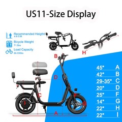 SPACEWALK Electric Scooter W/ Seats Ebike Power 20 Miles Range & 17.5Mph