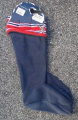 NWT HORSEWARE Size M Fleece Wellie Cozy Boot Socks Navy W/Red White Trim Medium
