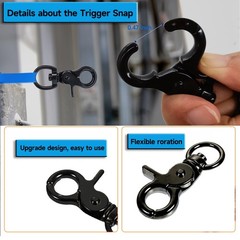 10PCS Trigger Snap Hooks 2.32» x 0.82» Zinc Alloy Black Swivel Snap Hooks H…