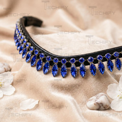 Royal Blue Crystal Horse Browband – Rhinestone Fringe Bling Bridle Headpiece