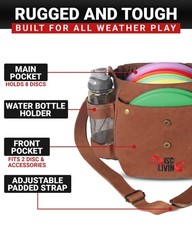 Lightweight Disc Golf Bag – Holds 10 Discs, Easy Carry, Durable Waxed Canvas, Bo