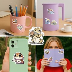 100 Pack Bearded Dragon Stickers (Large Size), Bearded Dragon Graphic Decal S…