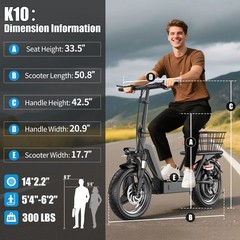 14» Electric Scooter Adults w/ Seat 25MPH 45Mile Range 1000W Commuter E-Scooter