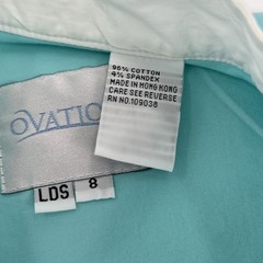Ovation Womens Teal Equestrian Show Shirt Short Sleeve Cotton Blend Size 8