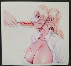 SEXY GIRL STICKER ANIME «HOT DOG ON A STICK» 3 1/4 X 3″ GLOSSY FINISH