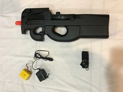 2 Airsoft Guns: 1 Well D90F P90 Battery Powered Airsoft Gun + 1 DE M47C Shotgun