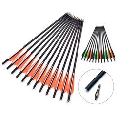 12Pcs 20″ Carbon Crossbow Bolts Arrow/12Pcs Hunting Broadheads/Arrow Quiver Tube