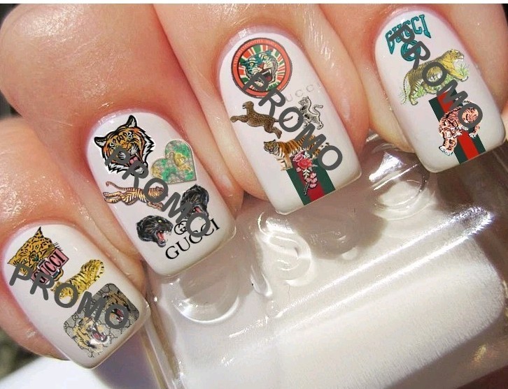 🐅 28 New Gucci GG Tigers 2 Logos 14 Different Designs》Salon Quality Nail Decals