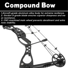 Archery 0-70lbs 33» Compound Bow Set Arrow 320fps Let-off 80% Target Shooting
